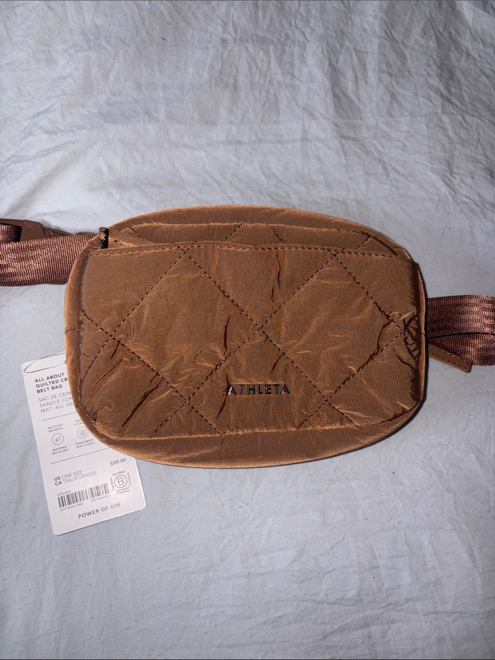 Athleta Quilted Belt Bag in Copper
